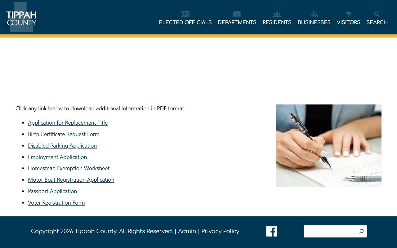 Tippah County Circuit Clerk records request and county forms page