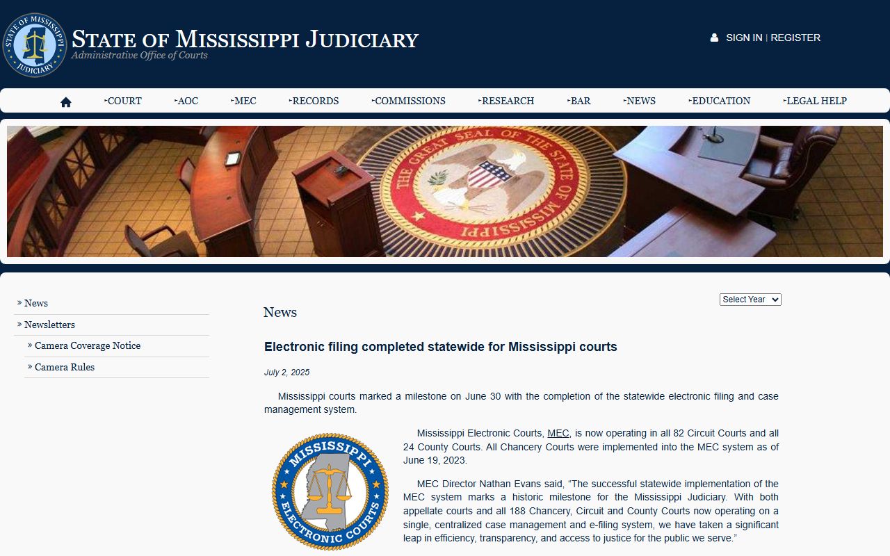 Tippah County court docket access through statewide Mississippi Electronic Courts