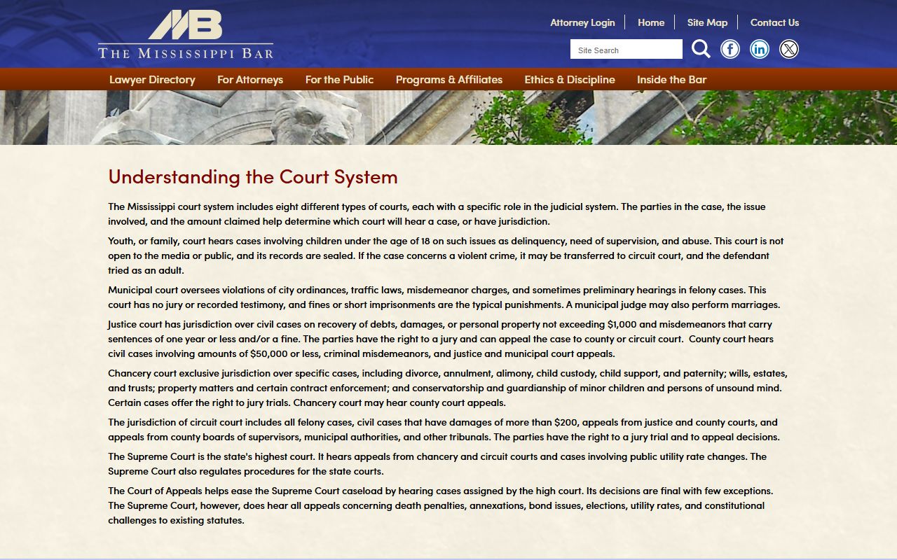 Tippah County criminal court records and the Mississippi court system