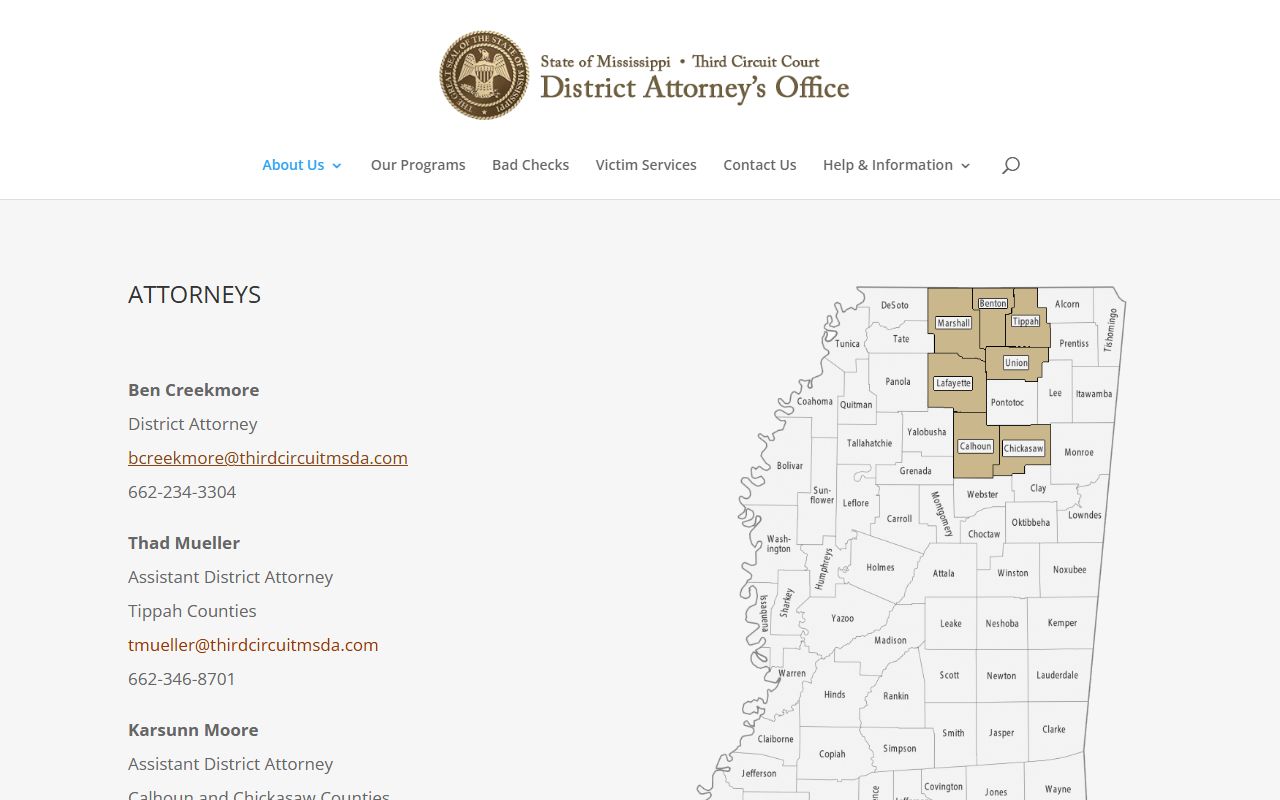 Tippah County criminal court records and the Third Circuit District Attorney office